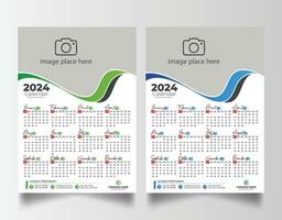 nuevo año 2024 uno página pared calendario modelo vector