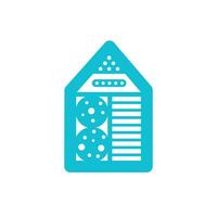 eco abeja casa hotel, desde azul icono conjunto vector