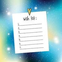 Wish list template. Universe background. vector