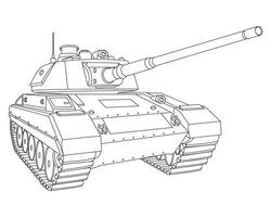 Main battle tank Coloring Page. Armored fighting vehicle. Special military transport. vector