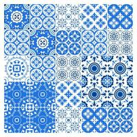 mayólica loseta colección azulejo diseño. azul modelo con nacional florido colocar. vector ilustración.