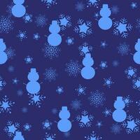 Snowmen and snowflakes seamless vector pattern. Perfect for textile, wallpaper or print design