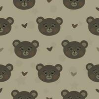 Cute brown bears, scandinavian design, vector seamless pattern, endless background