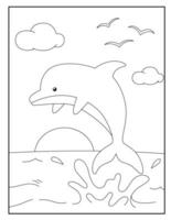 Dolphin Coloring Page for kids vector