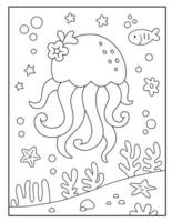 Jellyfish coloring pages for kids vector