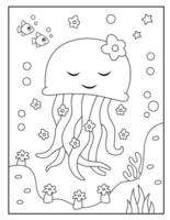 Jellyfish coloring pages for kids vector