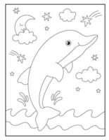 Dolphin Coloring Page for kids vector