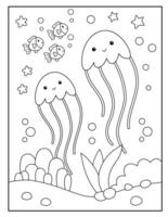 Jellyfish coloring pages for kids vector