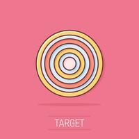 Vector cartoon target aim icon in comic style. Darts game sign illustration pictogram. Success business splash effect concept.