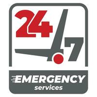 24 hora emergencia Servicio etiqueta diseño vector