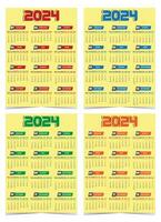 2024 Calendar Design Vector Image with 4 color variants