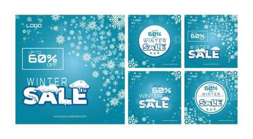 Winter sale instagram posts square template vector