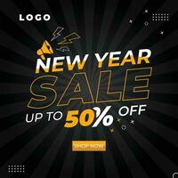 New Year Discount Sales Post Banner Template vector