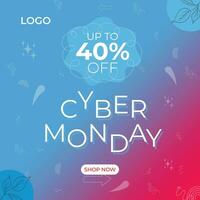 Blue monday Cyber monday offer social media post template vector