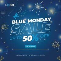 Cyber monday Blue monday  offer social media post template vector