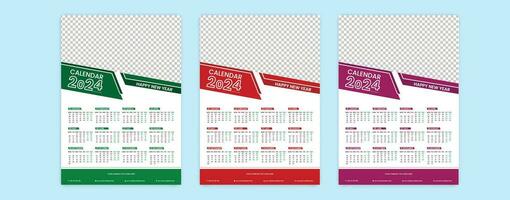 2024 calendar design template, yearly calendar vector design