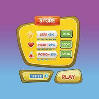 Causal game ui store screen with play button vector