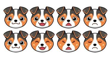 Cute dog faces with different expression vector