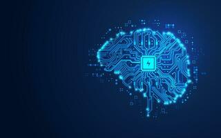 concept of machine learning or artificial intelligence, graphic of brain shape combined with electronic pattern vector