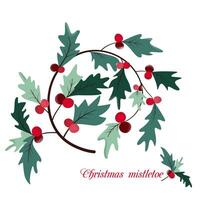 the flat isolated christmas red mistletoe with noise effect on the white background vector