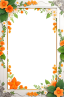 AI generated Green Leaf With Border Frame png