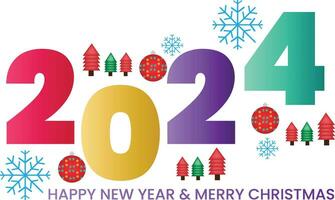 2024 Happy New Year And Merry Christmas vector