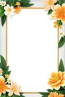 AI generated Orane Flower With Green Leaf Illustration photo