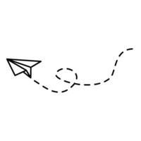 Paper airplane lines. paper Airplane with route line path. flying Paper airplane with dotted track direction. Paper airplanes. vector