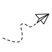 Paper airplane lines. paper Airplane with route line path. flying Paper airplane with dotted track direction. Paper airplanes. vector