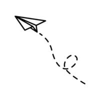 Paper airplane lines. paper Airplane with route line path. flying Paper airplane with dotted track direction. Paper airplanes. vector