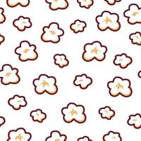 Popcorn seamless pattern background. Pop corn pattern for packaging snacks. Popcorn fluffy flakes pattern. doodle popcorn. vector