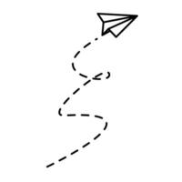 Paper airplane lines. paper Airplane with route line path. flying Paper airplane with dotted track direction. Paper airplanes. vector