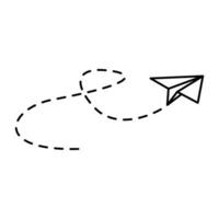 Paper airplane lines. paper Airplane with route line path. flying Paper airplane with dotted track direction. Paper airplanes. vector