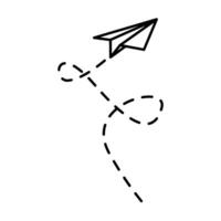 Paper airplane lines. paper Airplane with route line path. flying Paper airplane with dotted track direction. Paper airplanes. vector