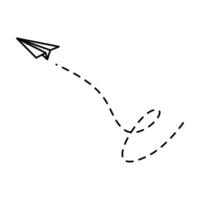 Paper airplane lines. paper Airplane with route line path. flying Paper airplane with dotted track direction. Paper airplanes. vector