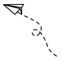 Paper airplane lines. paper Airplane with route line path. flying Paper airplane with dotted track direction. Paper airplanes. vector