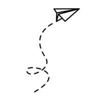 Paper airplane lines. paper Airplane with route line path. flying Paper airplane with dotted track direction. Paper airplanes. vector