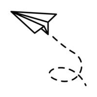 Paper airplane lines. paper Airplane with route line path. flying Paper airplane with dotted track direction. Paper airplanes. vector