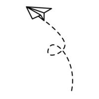 Paper airplane lines. paper Airplane with route line path. flying Paper airplane with dotted track direction. Paper airplanes. vector