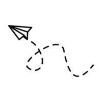 Paper airplane lines. paper Airplane with route line path. flying Paper airplane with dotted track direction. Paper airplanes. vector