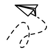 Paper airplane lines. paper Airplane with route line path. flying Paper airplane with dotted track direction. Paper airplanes. vector