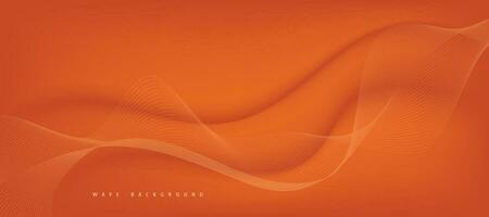 Vector abstract orange background with dynamic orange waves, lines and particles.