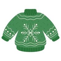 Ugly Christmas sweater with funny snowflake vector