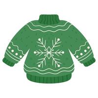 Ugly Christmas sweater with funny snowflake vector