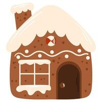 Winter traditional gingerbread cookie. House with red and white glaze vector