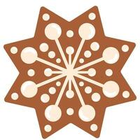 Winter traditional gingerbread cookie. Star with white glaze vector