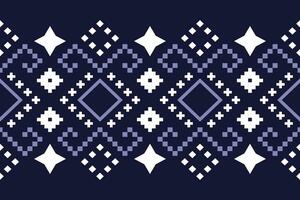 Indigo navy blue geometric traditional ethnic pattern Ikat seamless pattern border abstract design for fabric print cloth dress carpet curtains and sarong Aztec African Indian Indonesian vector