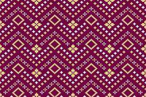 Pink Cross stitch colorful geometric traditional ethnic pattern Ikat seamless pattern border abstract design for fabric print cloth dress carpet curtains and sarong Aztec African Indian Indonesian vector