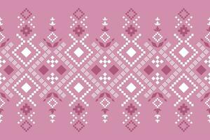 Pink Cross stitch colorful geometric traditional ethnic pattern Ikat seamless pattern border abstract design for fabric print cloth dress carpet curtains and sarong Aztec African Indian Indonesian vector