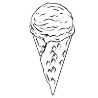 Delicious vector illustration of a scoop of ice cream nestled in a crispy waffle cone. A delightful cold treat, perfect for summer enjoyment. A tempting indulgence for all ages.